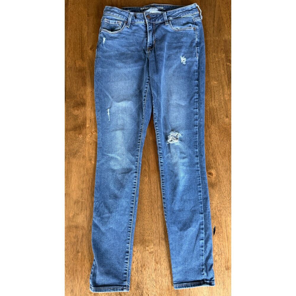 Old Navy Rockstar Mid Rise Skinny Jeans Size 6 Distressed Medium Wash 2018